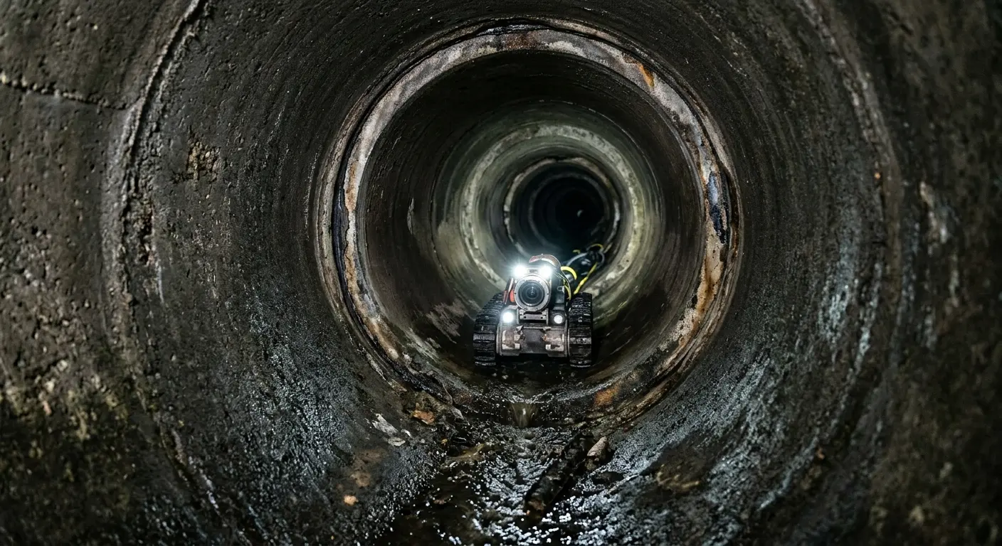 Robotic sewer camera inspecting pipe interior for Sewer Line Repair in Wareham